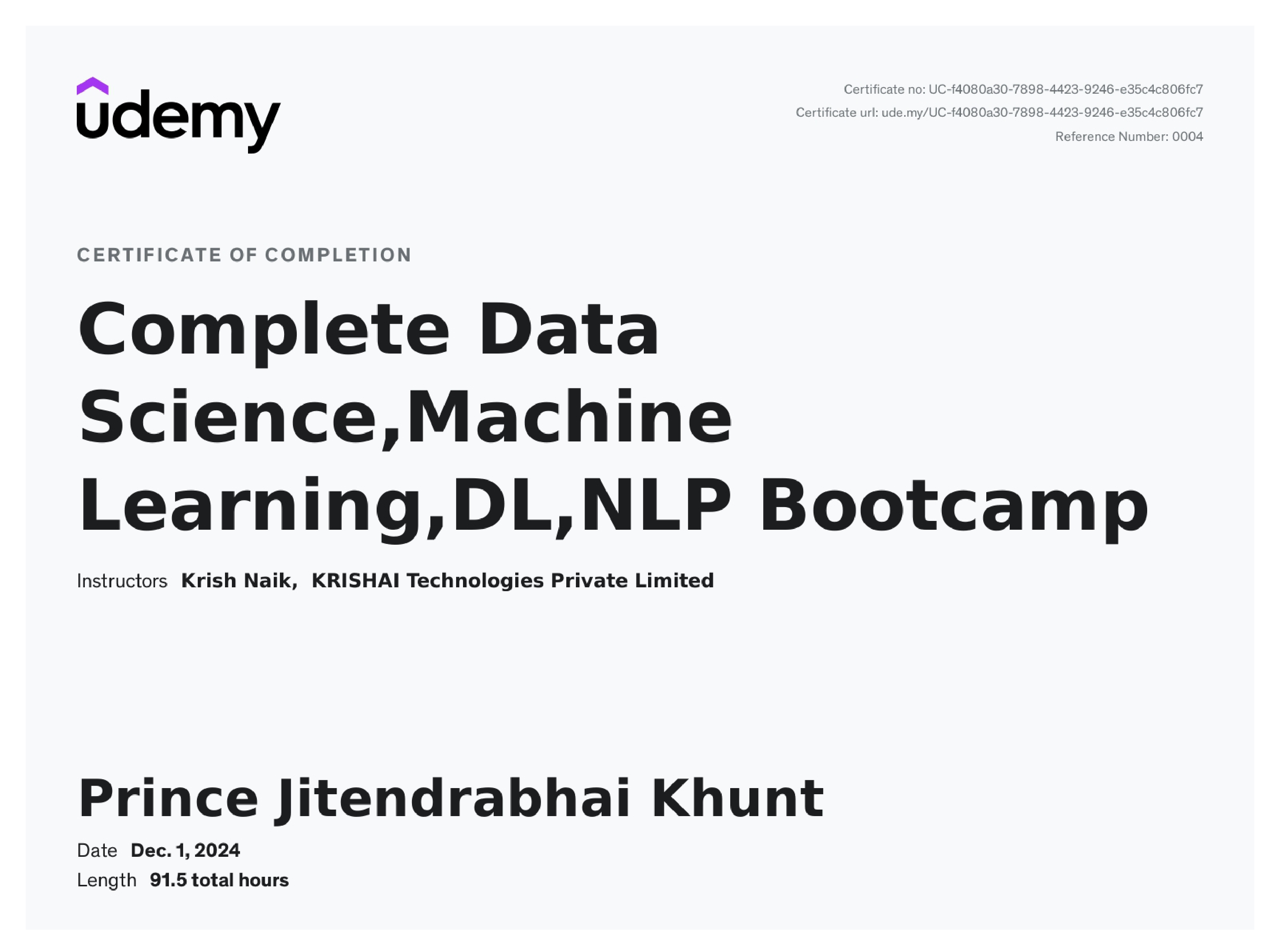 Complete ML, DL and NLP Bootcamp