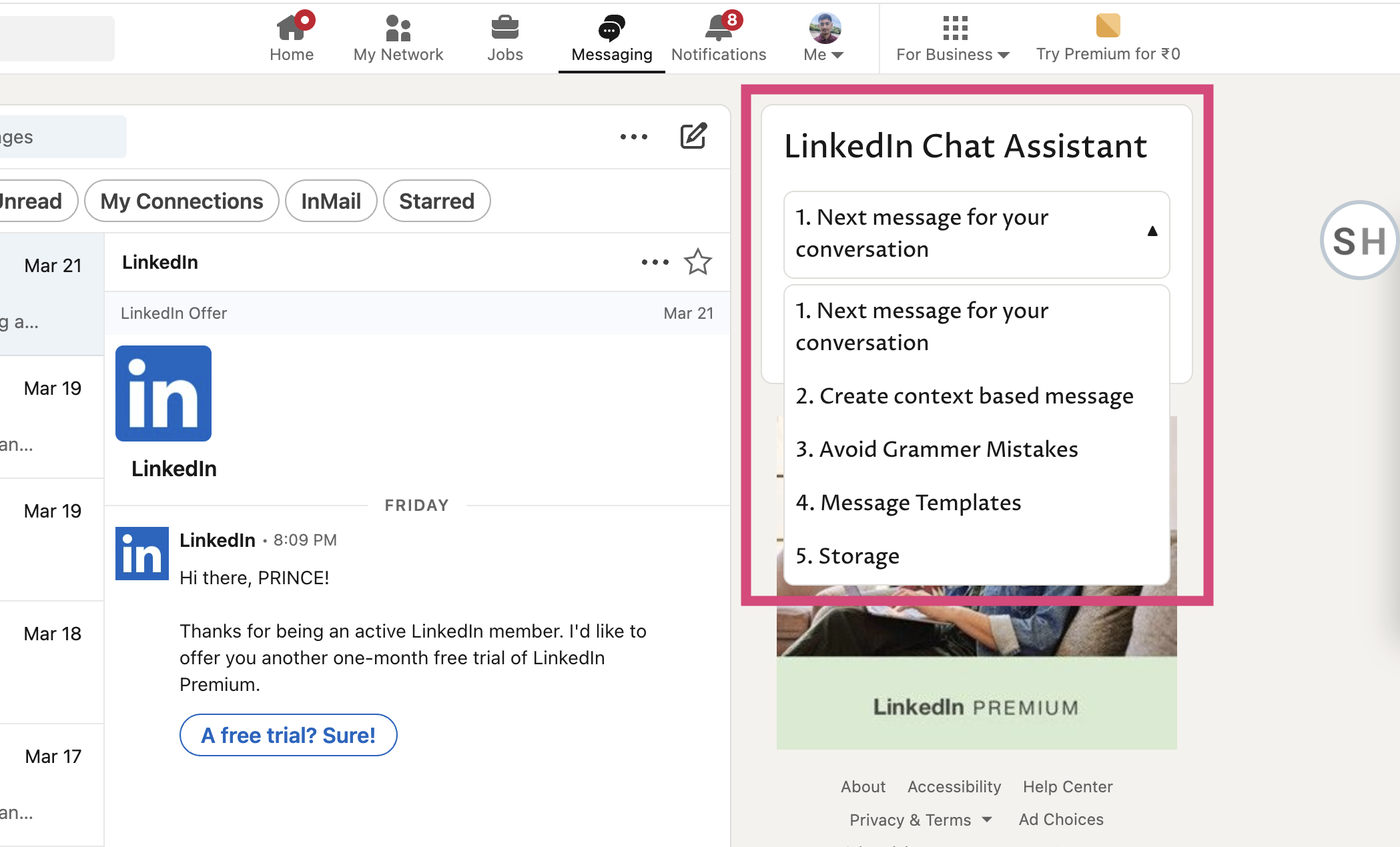 LinkedIn Chat Assistant - Chrome Extension