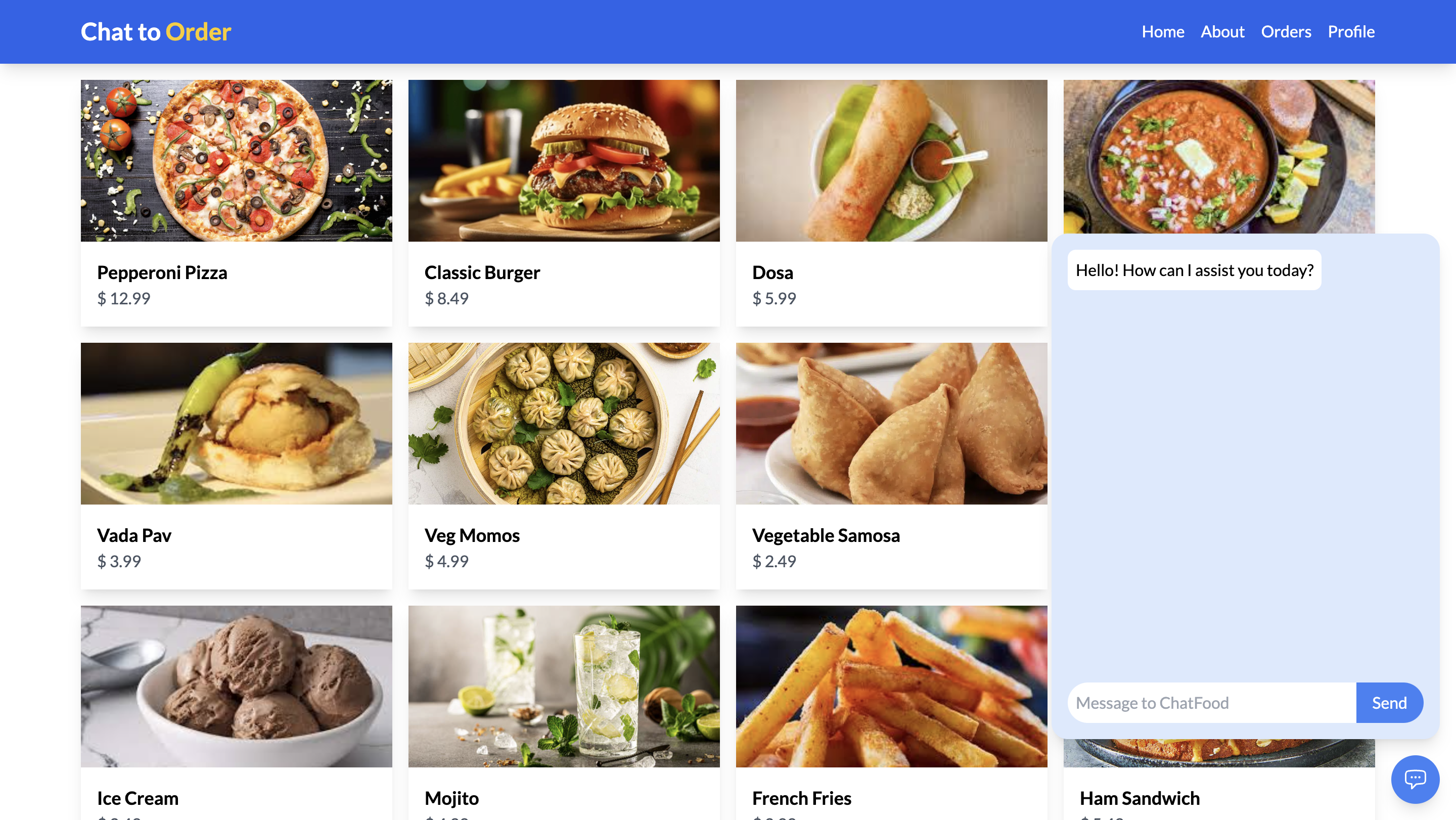 Chat to Order - Order food through chat