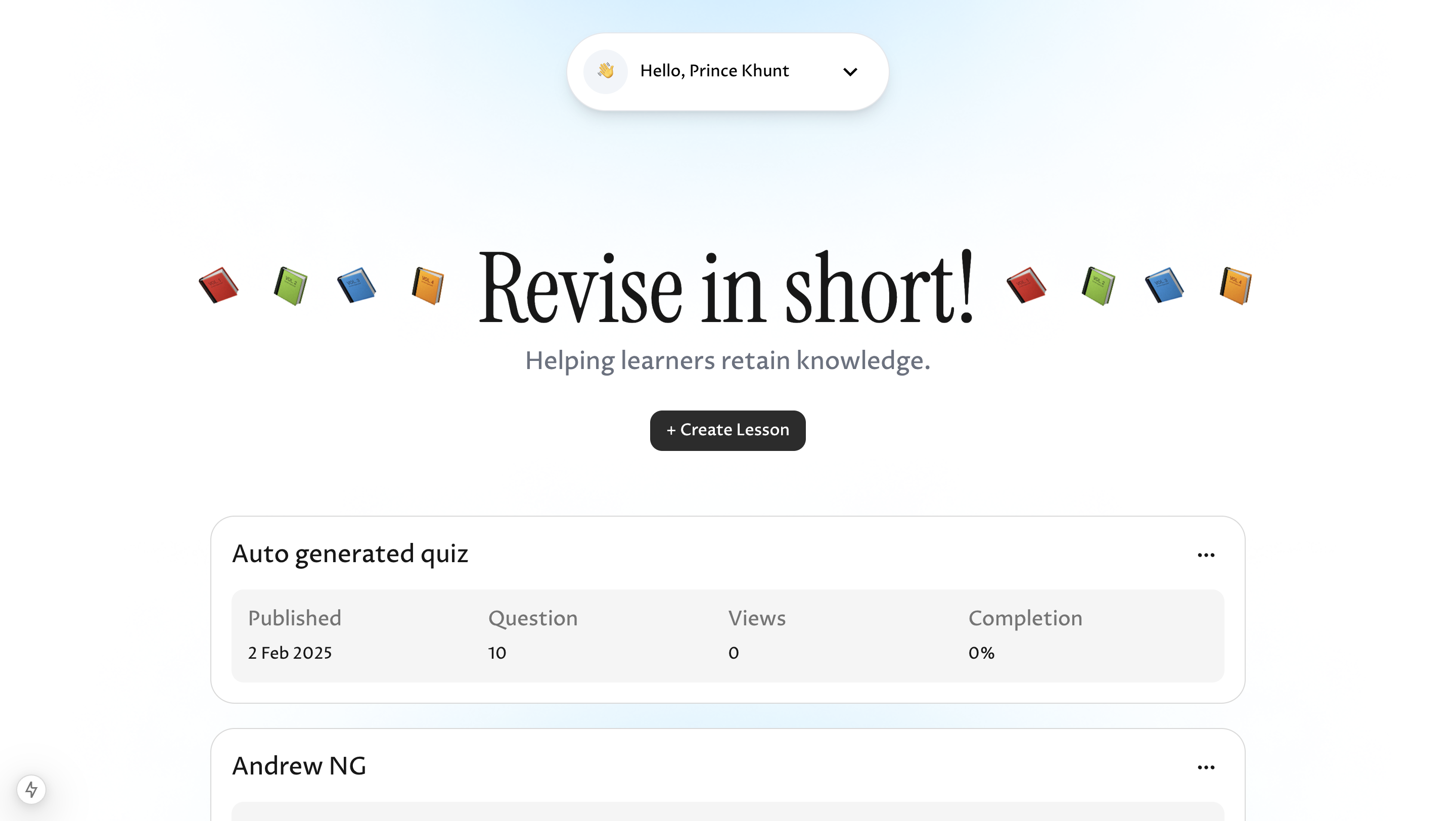 Revise in short - AI powered quiz generator