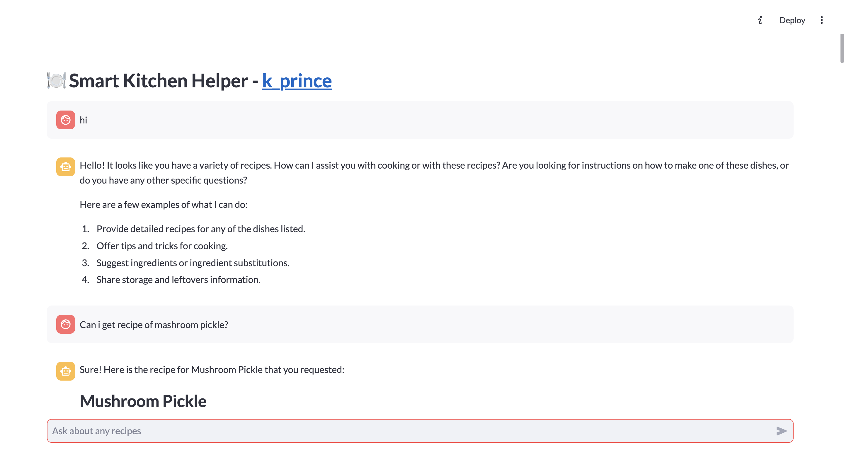 Smart Kitchen Helper Chat Assistant